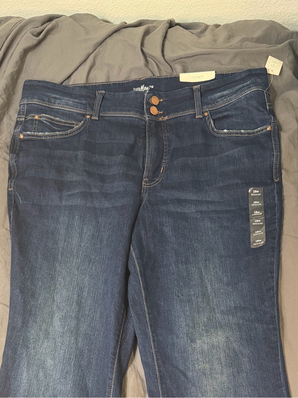 Maurices Dark Blue Flare Jeans with Frayed Hem 18W